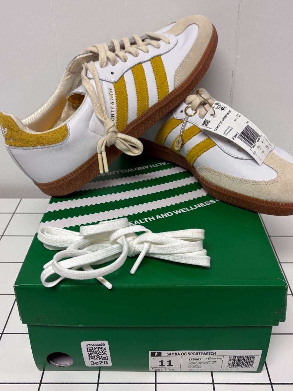 Adidas Samba Sporty & Rich White/Bold Gold (IF5661), Size 11